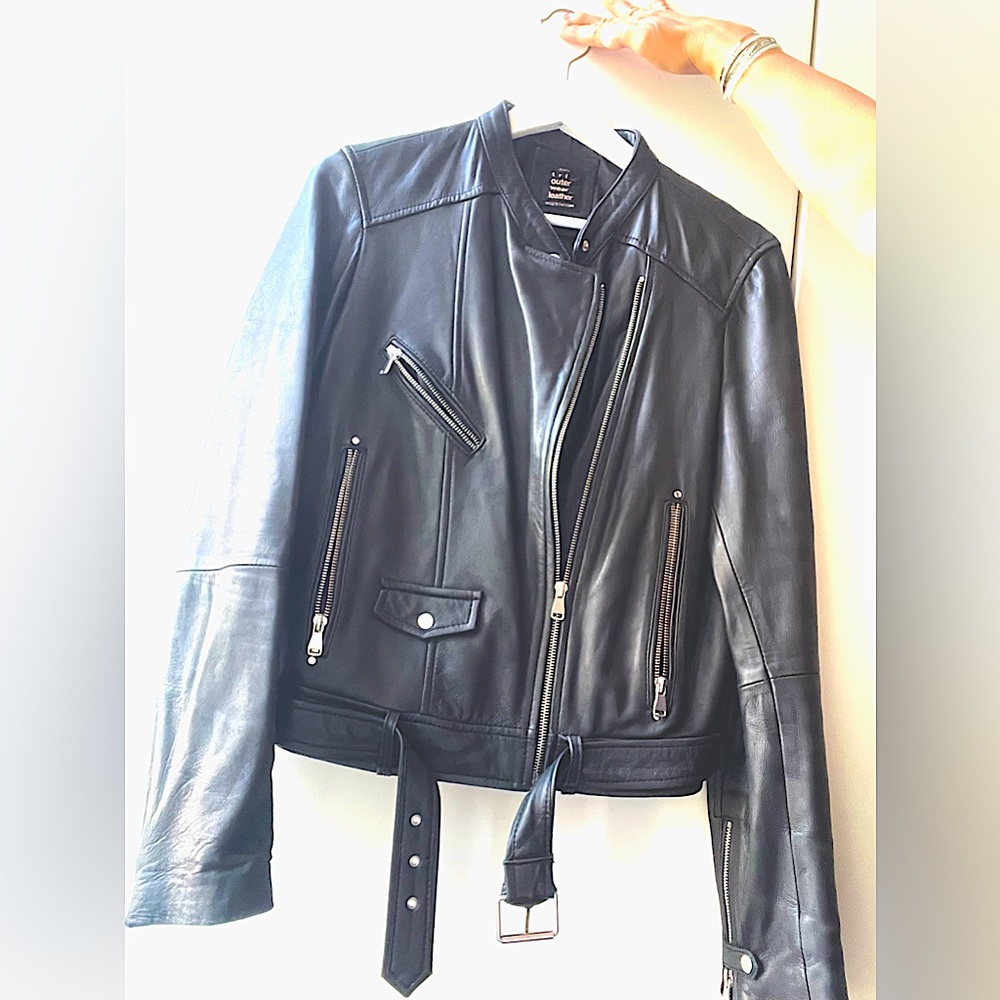Zara Lambskin Leather Jacket with silver zip and hardware. SO SOFT.